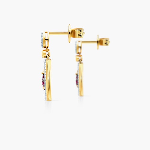 Kolczyki Savicki: złote, rubiny, diamenty